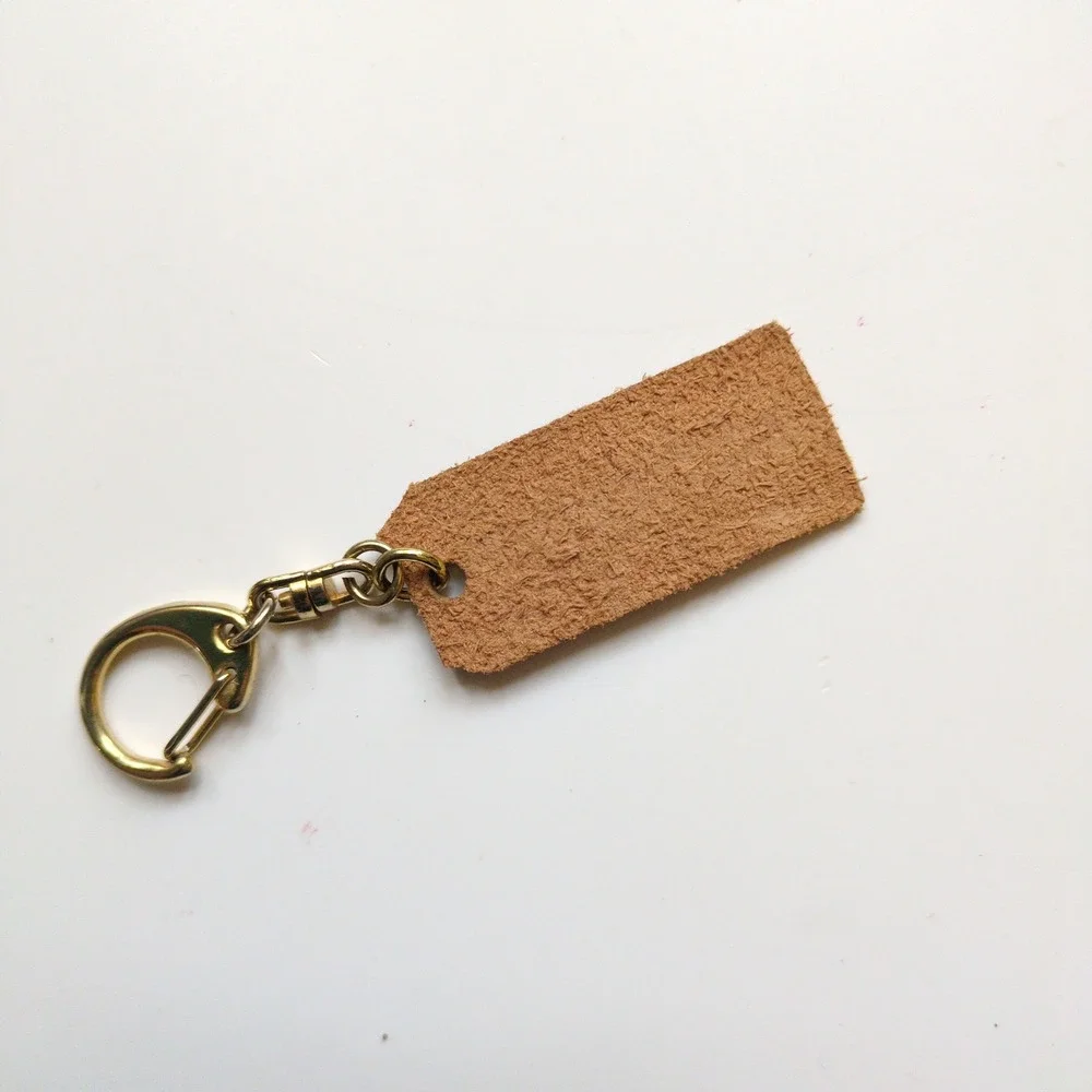 Banuce Purse Bag Hang Tag Charm Keychain Brown Leather Gold Tone‎ Swivel Clasp